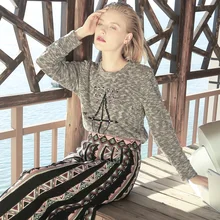 Spring Autumn Original Design Women Vintage&Retro Long-Sleeve Pullover National Wind Embroidery Indian Totem Pattern Sweater