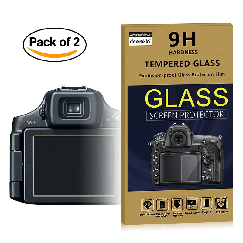 2X Proteggi Schermo Lcd In Vetro Autoadesivo Da 0.25Mm Per Fotocamera Digitale Canon Powershot Sx70 Sx60 Hs / Sx60Hs Sx70Hs