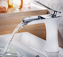 Free shipping Chrome and white color Waterfall Faucet Bathroom Faucet Bathroom Basin Faucet Mixer Tap Hot & Cold Sink faucet