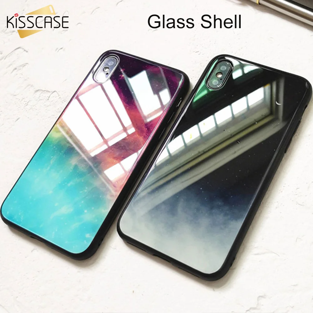 

KISSCASE Starry Glass Case for Samsung S10 S9 S8 Plus Anti-Fingerprint TPU Phone Case For Samsung Note 9 8 S9 Phone Accessories