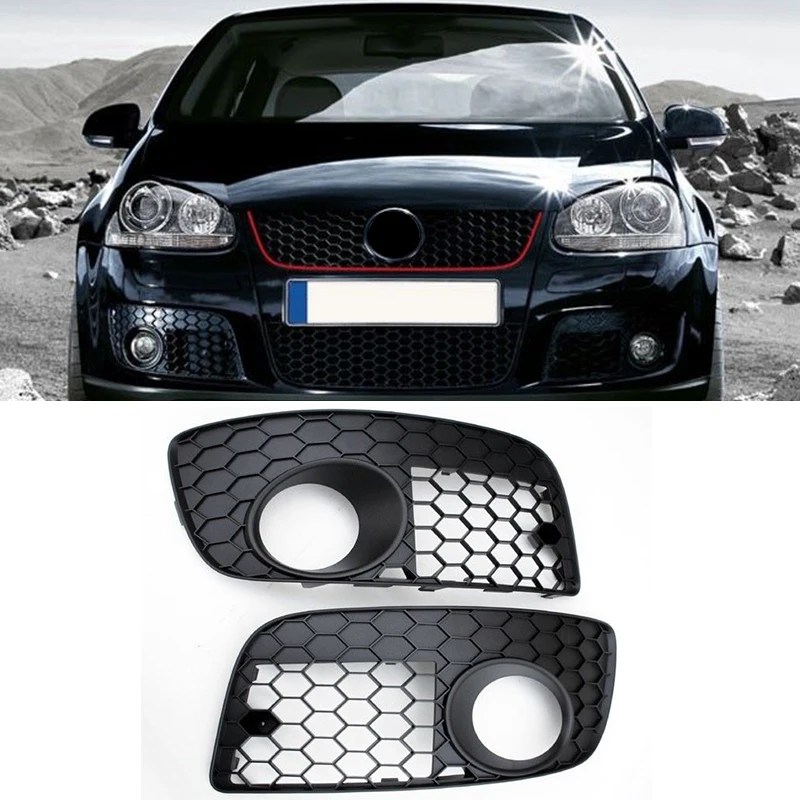 

1Pair Honeycomb Car Front Bumper Fog Light Grille for VW US version Golf 5 GTI 2005 2006 2007 2008 2009 High Quality ABS Plastic
