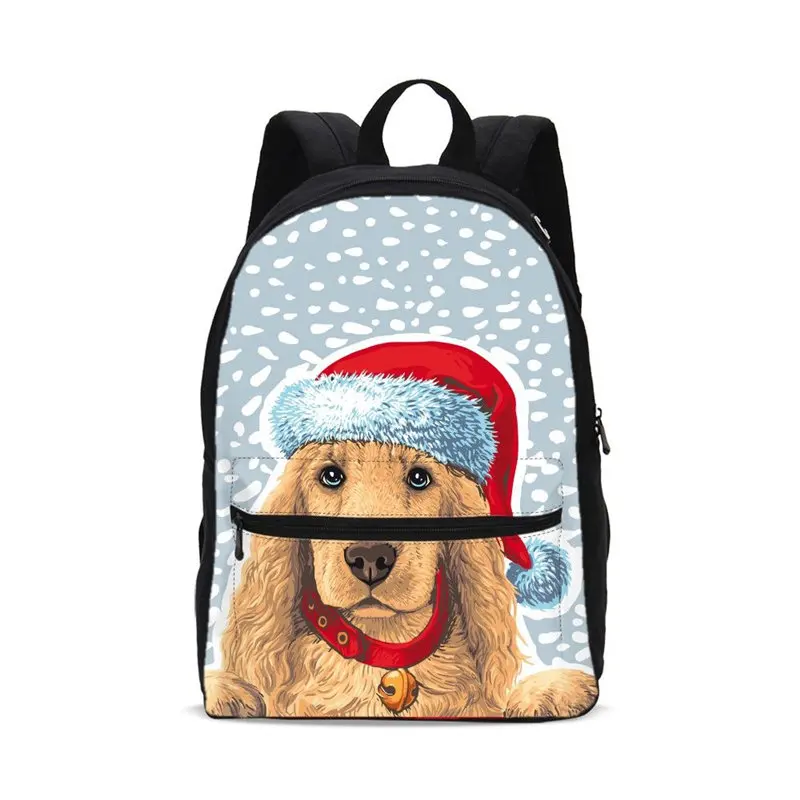 

Canvas Backpacks For Boys Girls Fashion Santa Claus Cute Animal Pattern School Bags Christmas Gift Kids Children Mochila Escolar
