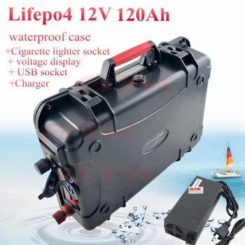 

12V 120AH 100Ah lifepo4 Battery Pack lithium 100A BMS for Boat trolling outboard Motor RV Yacht Cigarette lighter + 10A charger