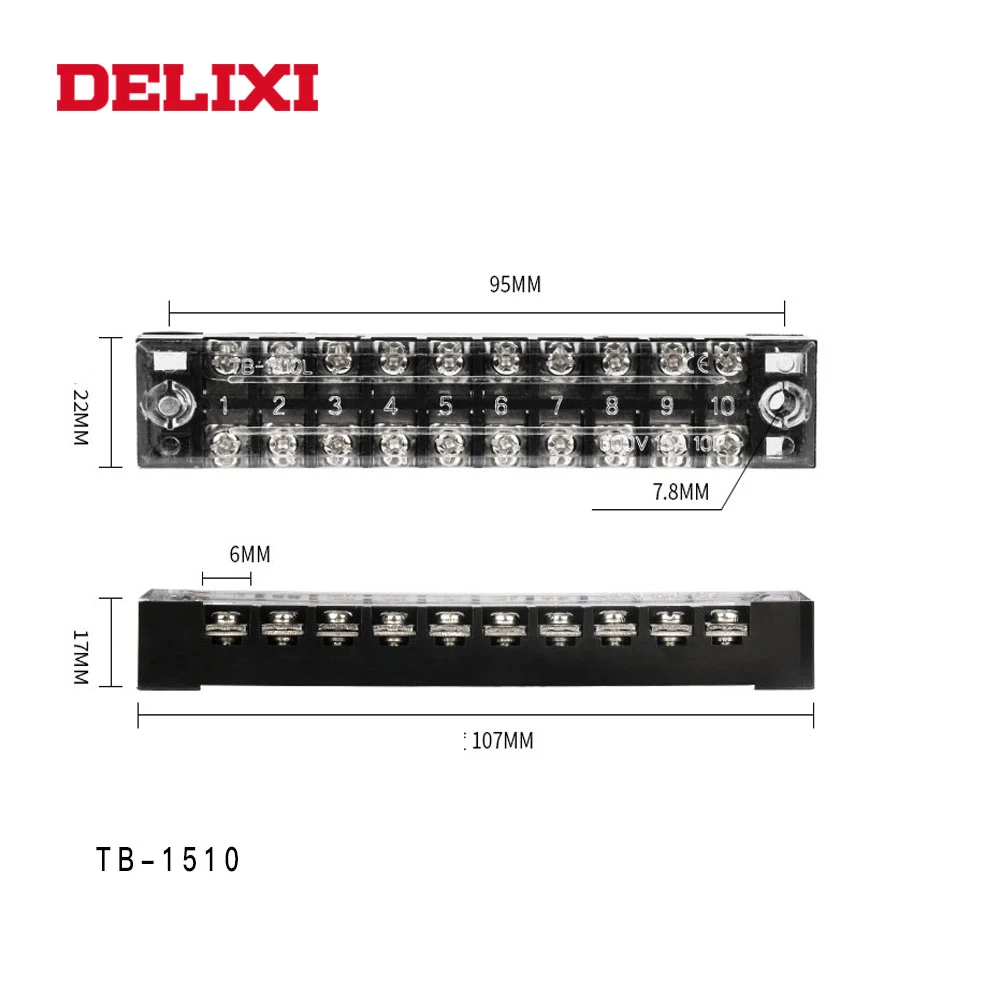 DELIXI 1 шт. 600 в 25 А 3/4/5/6/10/12 позиционный двухрядный соединитель проводов клеммный