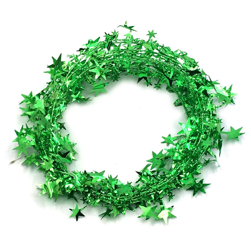 Новая 5 м Звезда проволока мишура-гирлянда ротанга красочные ленты для свадьбы День рождения Рождество вечеринка Декор TE889 - Цвет: Зеленый