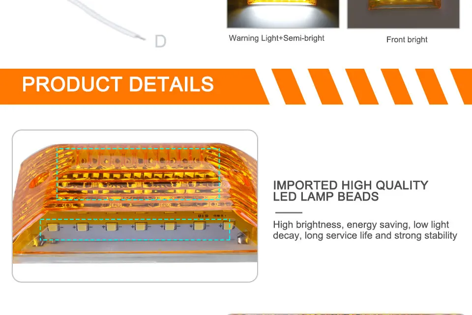 2Pcs 24V LED Rear Side Marker Light Turn Clearance Lights Taillight Indicators for Truck Bus Boat Trailer Caravan Lorry Wagons  (9)
