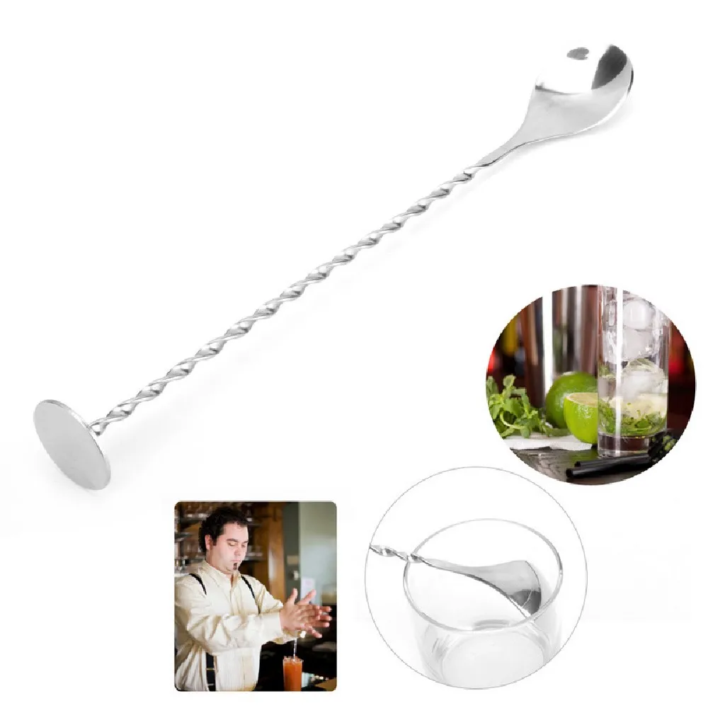 1 Piece Stainless Steel Mixing Cocktail Spoon Spiral Pattern Bar