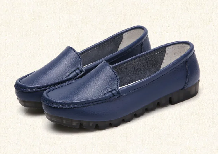 AH 201-2019 Genuine Leather Women Shoes Walking Woman Flats -4