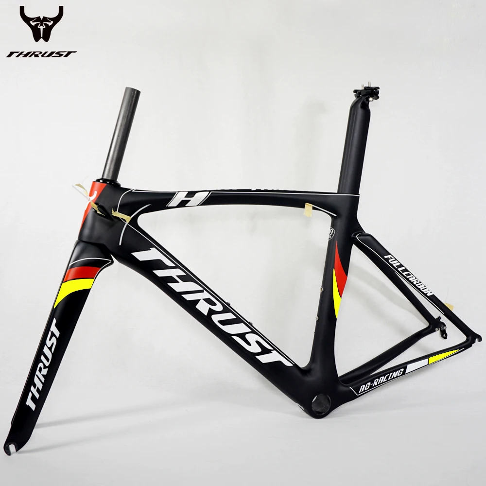 Sale carbon road frame red and yellow bicycle carbon frame T1000 PF30 china road Bicycle frames V brake matte/glossy 1