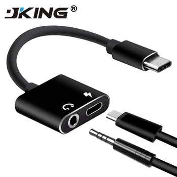 

JKING Type C Adapter Aux Audio Adapter USB Type C to 3.5mm Earphone Jack Adapter For Xiaomi Mi 6 Huawei without 3.5 jack