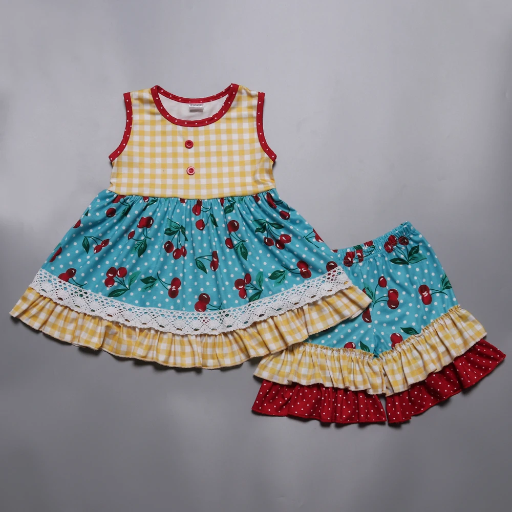 

Baby girl clothes CONICE NINI 2019 Summer Boutique clothing cotton Printing cherry colorful popular kids clothes girls