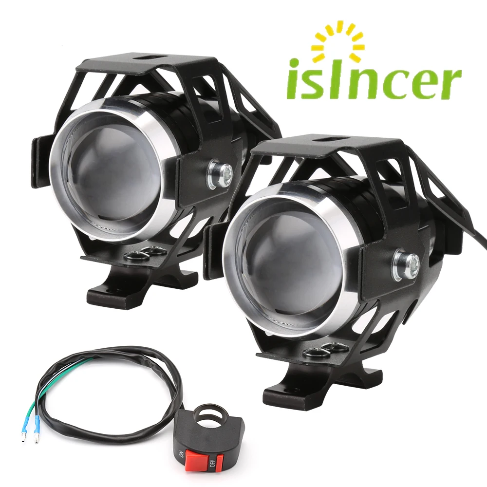 

2PCS/Pair Motorcycle LED Headlight 12V 6000K 125W 3000LM U5 Waterproof Driving Spot Head Lamp Light Switch Moto Light