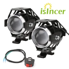2PCS Pair iSincer Motorcycle LED Headlight 12V 6000K 125W 3000LM U5 Waterproof Driving Spot Head font