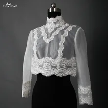 Кружевная Свадебная куртка с длинными рукавами и высоким воротом RSJ8