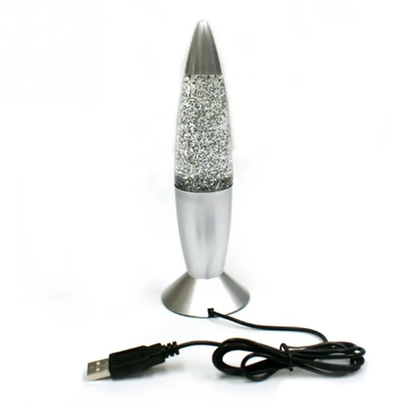 5 V 2,5 W 3D Rocket Color cambiando Lava lámpara RGB LED Glitter Party Mood Night luz lamparas Mesa lámpara de noche 5 V 2,5 W 3D Rocket Color cambiando Lava lámpara RGB LED Glitter Party Mood Night luz lamparas Mesa lámpara de noche