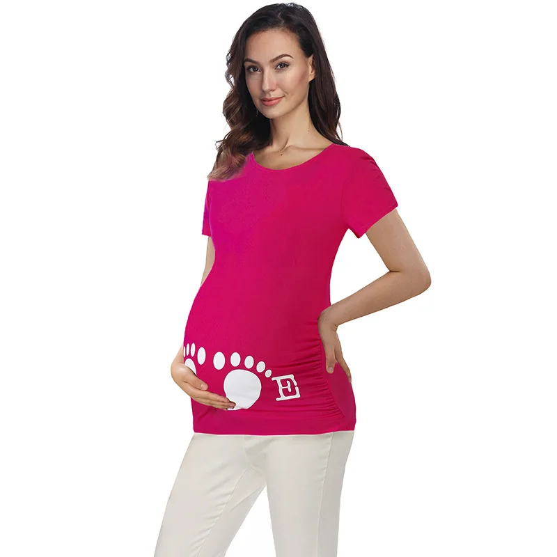 Chivry/ летняя футболка для беременных, женская модная футболка с круглым вырезом и коротким рукавом с принтом из мультфильма, топы для беременных, Одежда для беременных, футболки