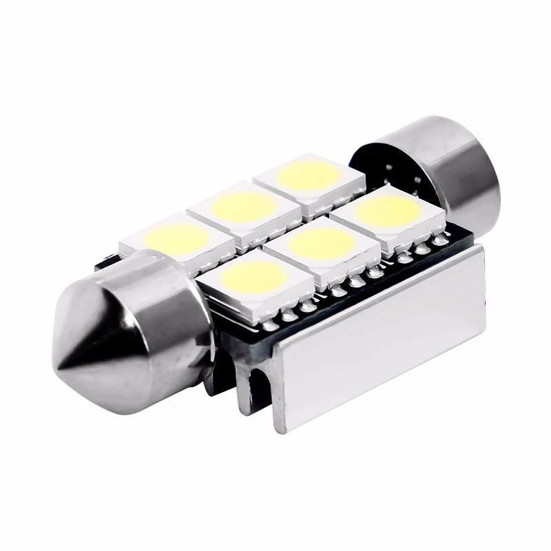 DC 12V 6SMD 5050 светодиодный CANBUS безотказная автомобильная лампа для номерного знака купольная гирлянда Белый
