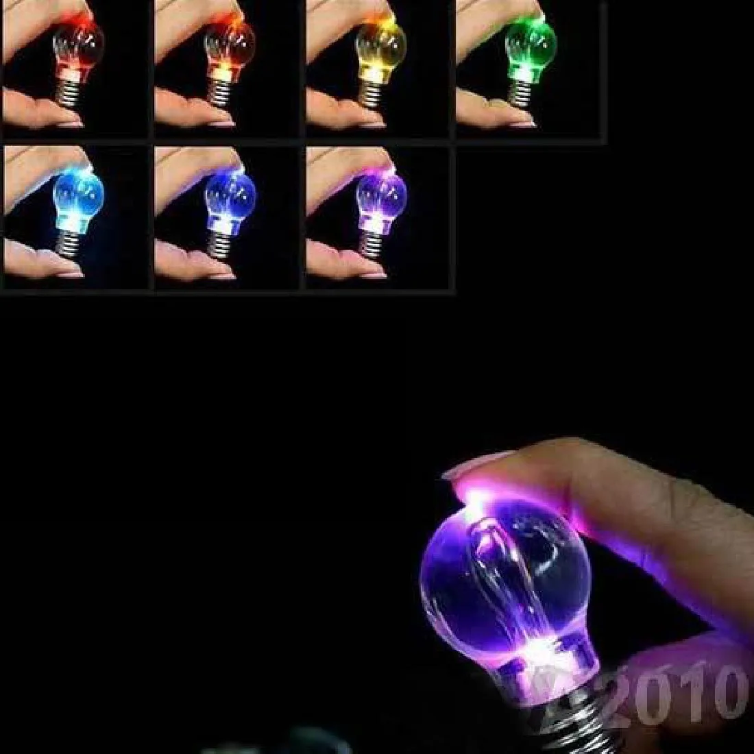 Practical Colorful Led Flash Lights Bulb Torch Key Chain Keyring Funny Mini Xmas Gift Creative