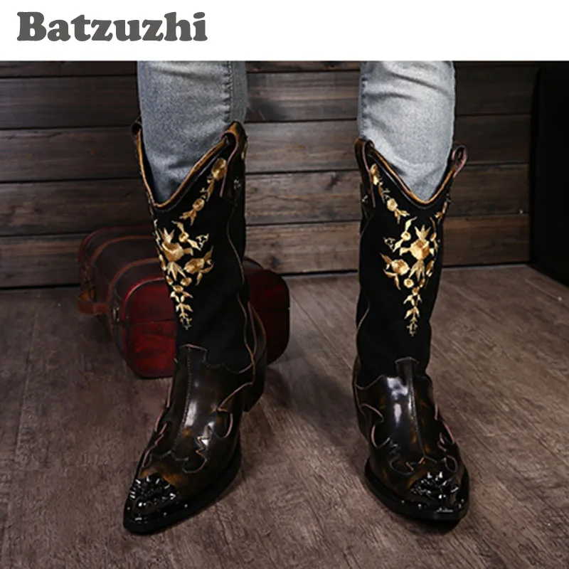 Cool Personalidade Couro Sapatos A Picture Cavaleiro De Cowboy Botas Homem 46 Moto Eu38 O Homem Super Rock Para Couro Do Batzuzhi As q5AnWwtTE