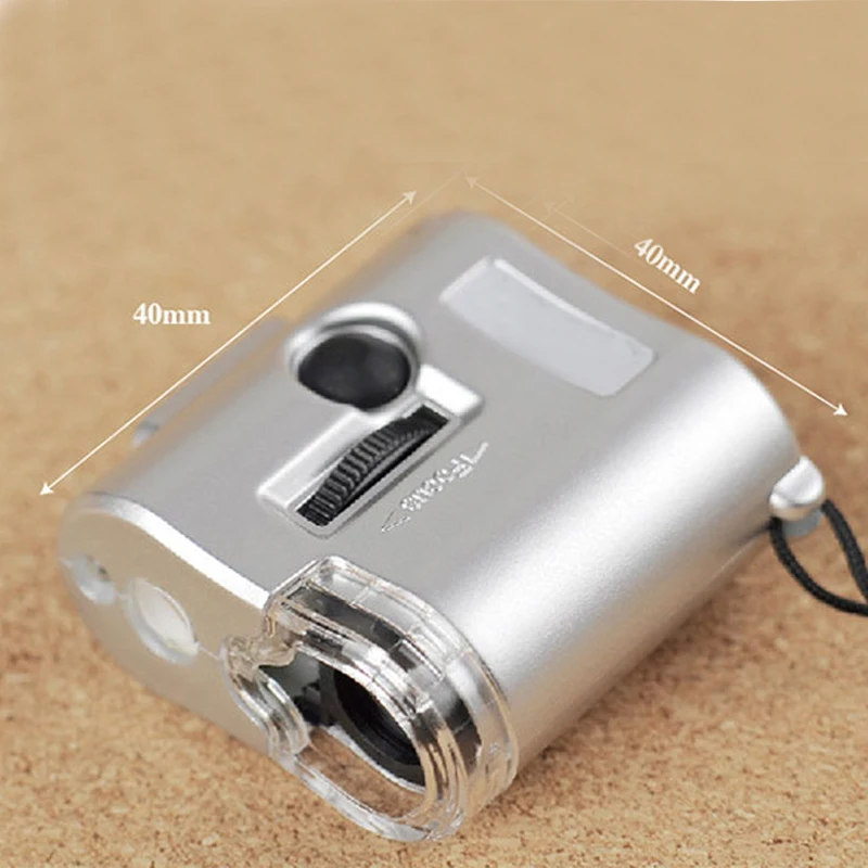 

60x Handheld Magnifier Mini Pocket Microscope Loupe Jeweler Magnifier With LED UV Light Jewelry Loupe Currency Dectector