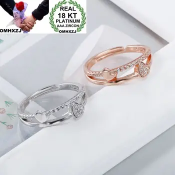 

OMHXZJ Wholesale European Fashion Woman Man Party Wedding Gift Heart White AAA Zircon 18KT White Gold Rose Gold Ring RR503