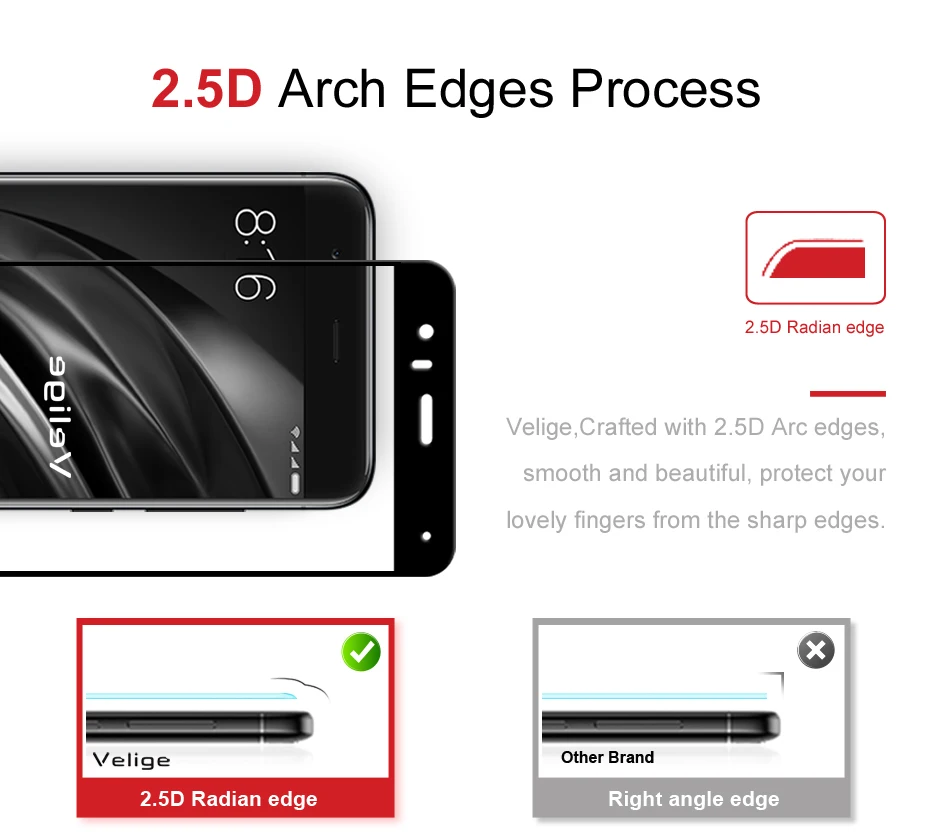 2 Pack Velige Tempered Glass Screen Protector For Xiaomi Mi6 Mi 6 M6 Pro Prime Full Cover 9H Real 2.5D Glass Flim (8)