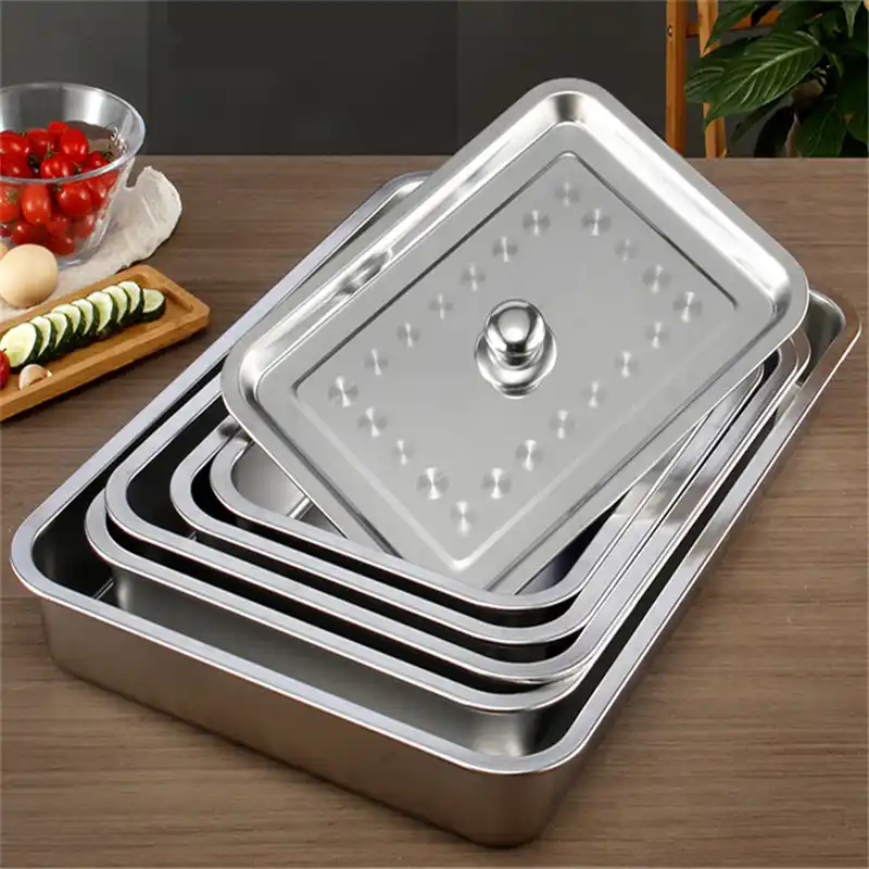 Thick 304 Stainless Steel Rectangular square Plate pan deep tray box