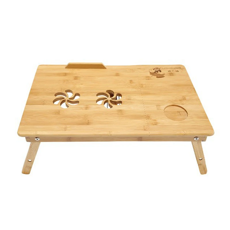  Foldable Laminating Portable Adjustable Classical Bamboo Wood Computer Stand Laptop Desk With Doubl