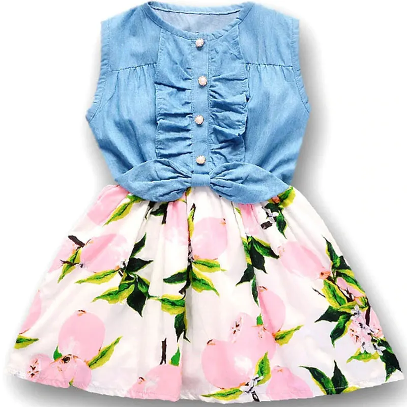 

Baby Dress 2018 Hot Sale New Summer Girls Print Flower Clothes Sweet Holiday Princess Cotton Dresses Kids Casual Wear 2-7Years
