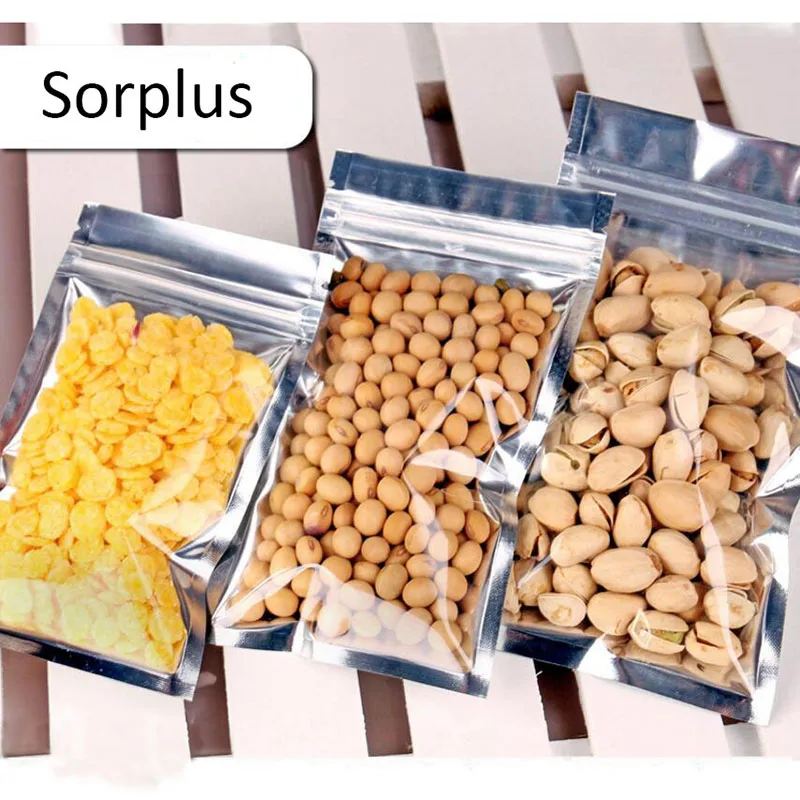 100 шт прозрачный мешок из алюминиевой фольги само Печать Молния Ziplock для упаковки