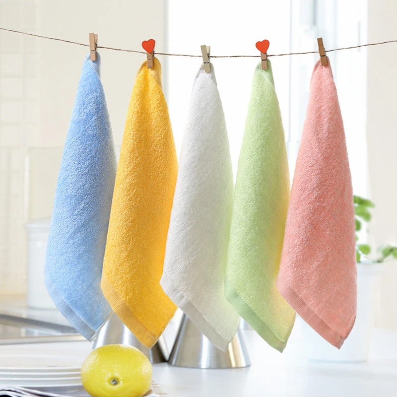 1 Piece Bamboo Fiber Fabric Solid Color Face Towel Absorbent Soft Hand Face Towel 25*25cm Spring Autumn Towel for Children 6