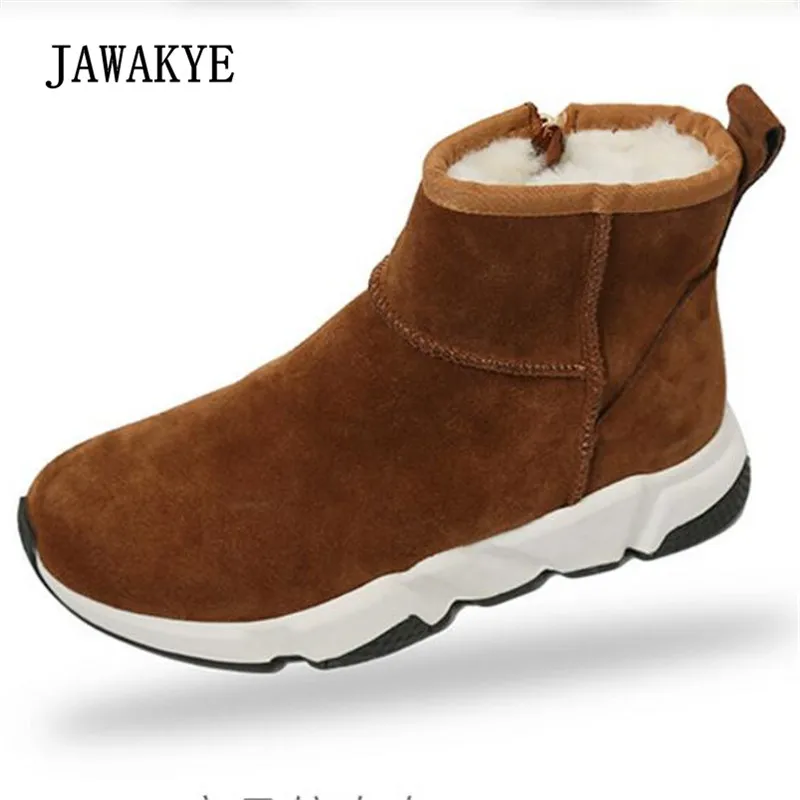 

New Arrival Woolen Snow Boots Woman Round Toe Real Suede Flat Ankle Boots Women Fashion Warm Fur Boots Winter
