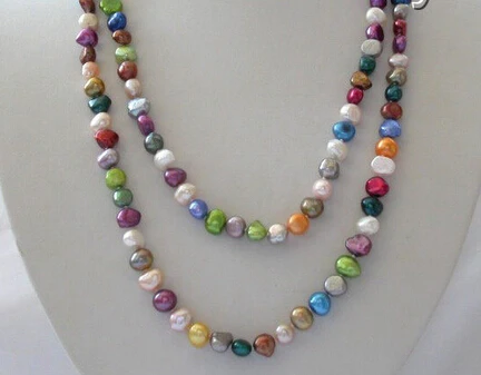 

RHJ0094 stunning long 45" baroque multicolor freshwater pearl necklace