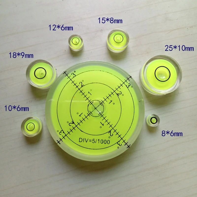20 шт. мини спиртовой уровень пузырьковый диск Круглый зеленый круг пластиковый измерительный инструмент части игрушки