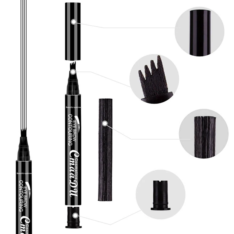 Четыре головки карандаш для бровей Eye Brow ручка для татуажа долговечный водонепроницаемый и от потения-proof жидкая подводка для бровей Карандаш Макияж TSLM1