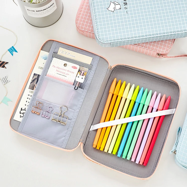 Pencil Case Multifunctional Canvas Zipper Stationery Storage Bag Cosmetic Pouch with Lots of Compartments School Supplies Pencil Case Multifunctional Canvas Zipper Stationery Storage Bag Cosmetic Pouch with Lots of Compartments School Supplies