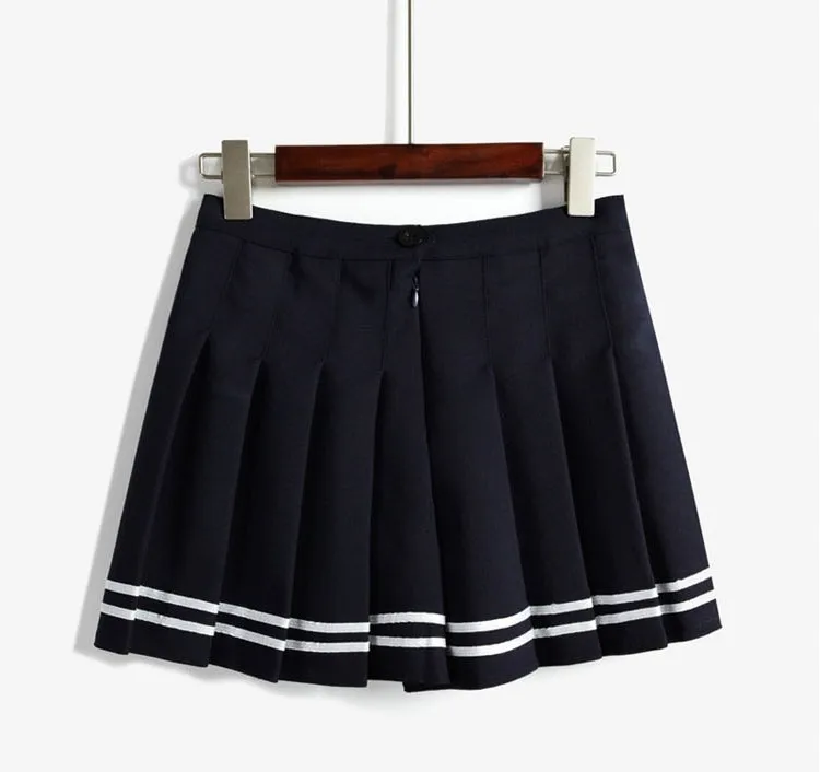 Корейская Летняя мода, юбка с высокой талией, бальная, британский стиль, кавайная, винтажная, короткая юбка в складку, юбки в стиле Харадзюку для женщин