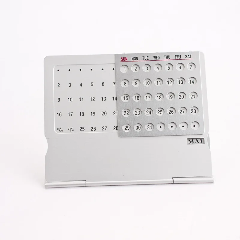 Exquisite Desk Calendar of Aluminum Unique Perpetual Decoration Office Supplies