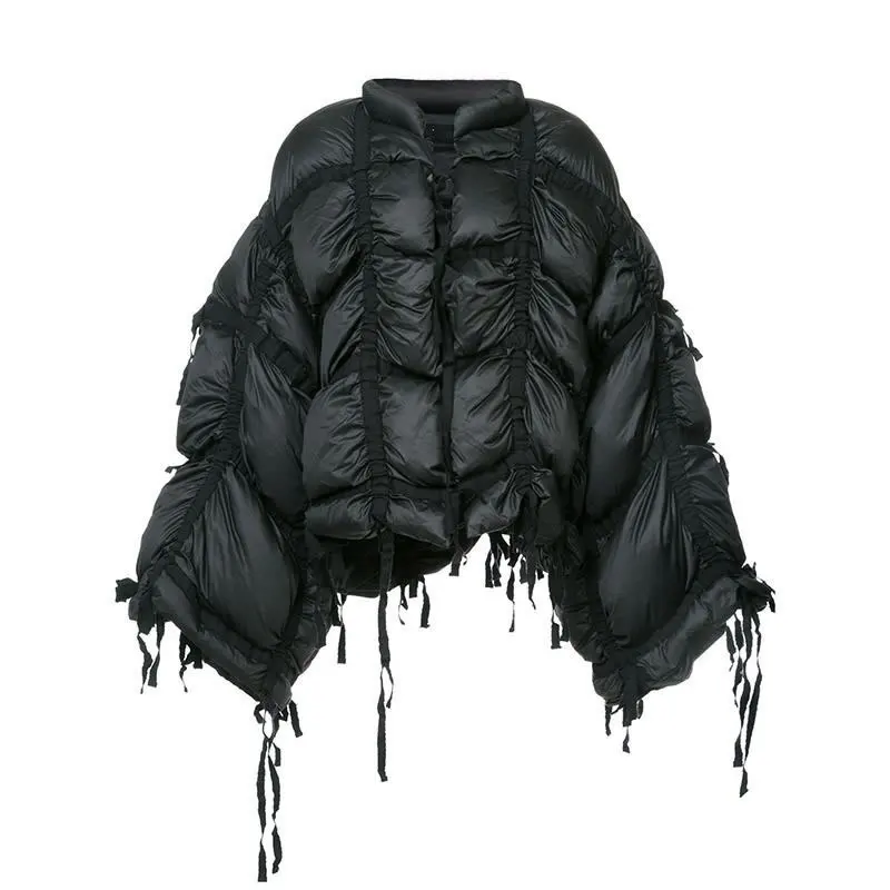 [XITAO] 2018 Winter Europe Fashion Women Stand Collar Full Sleeve Pleated White Duck Down Solid Color Thick Down Coat LYH1570