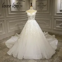 Lover Kiss Vestido De Noiva trouwjurk Lace Flowers Wedding Dresses Bridal Gowns Beaded Fairy Wedding Dress robe de mariee