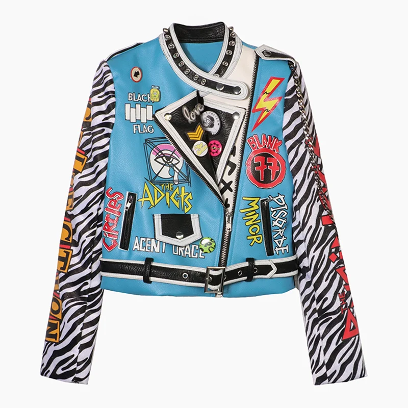 Cuir Vives Femme Faux De En Souple Moto Manteau Couleurs Court Mélangées Veste Femmes Mode Motard Colors Mixed Pu wqx0Zy