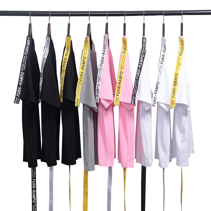 

Europe And America Streetwear Harajuku T-shirt Men Silk Ribbon Weaving Funny T Shirts Hip Hop High Street Skateboard Kanye Tee