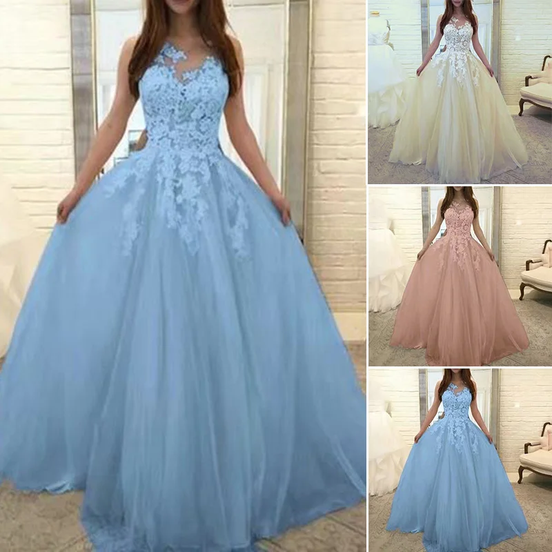 Женское кружевное платье без рукавов длинное свадебное длиной до пола вечернее