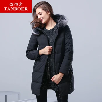 

TANBOER 2018 winter new Slim long down jacket women hooded thick down jacket TB17568