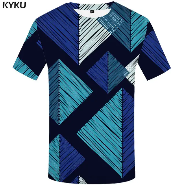 KYKU World Map T shirts Men Vintage T shirt 3d Sailboat Tshirt Homme Geometric Print Tshirts Casual Short Sleeve New Rock Man 3d t shirt 19