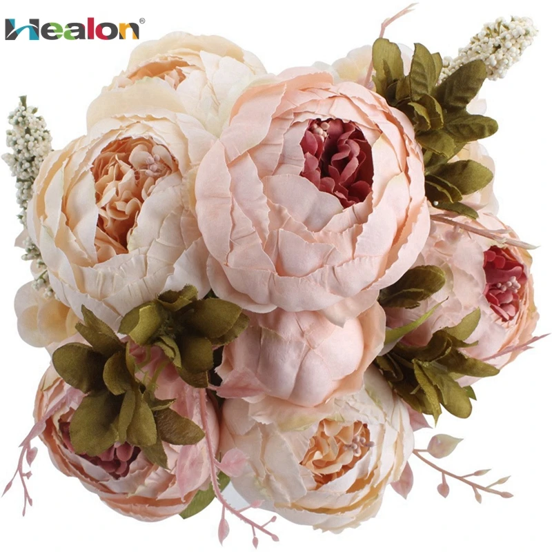 

13 Heads Fake Artificial Peony Silk Flowers Bouquet Decorative Party Flowers For Home Hotel Wedding Office Garden Decoration