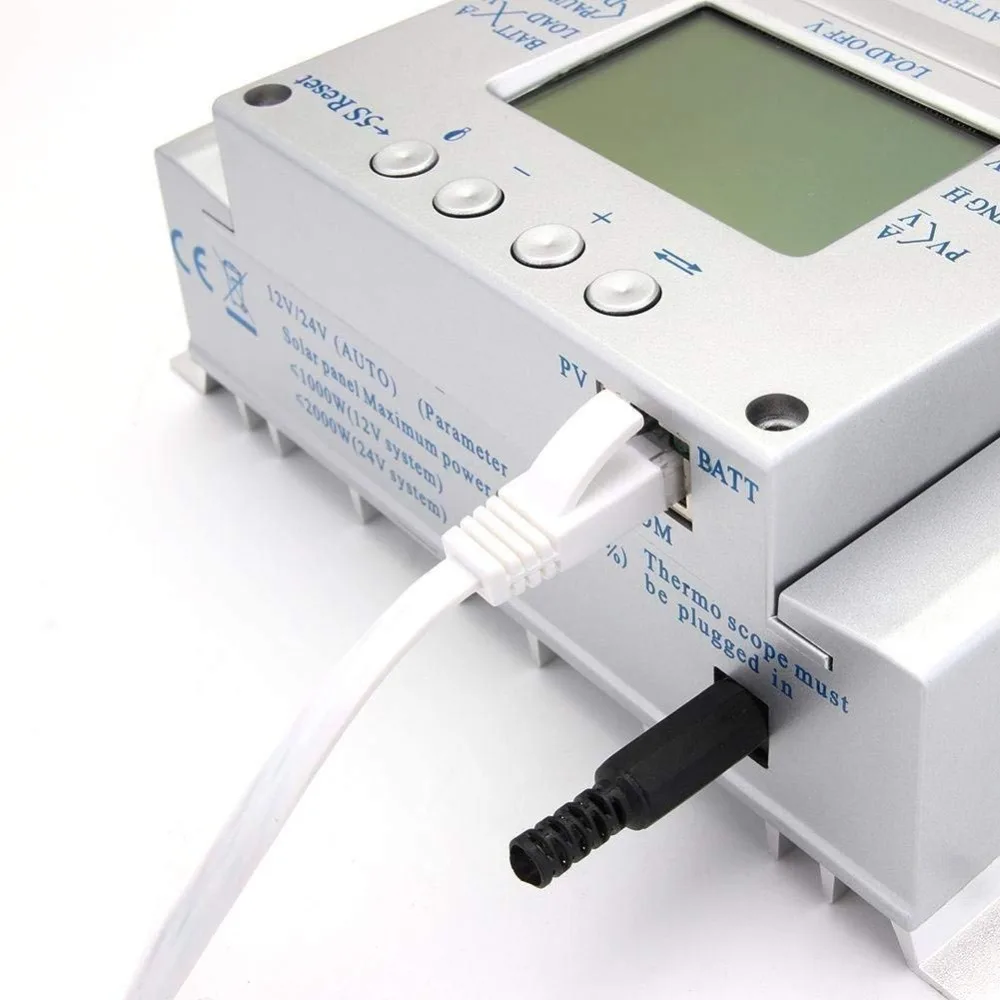 PowMr MPPT 80A 60A Контроллер заряда солнечной батареи 12 В 24 2 м светодиодный кабель