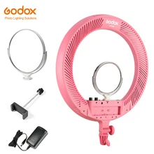 Godox LR160 18W 3300 K-8000 K светодиодный кольцевой светильник, лампа с регулируемой цветовой температурой, светодиодный светильник для фотографии с ЖК-экраном(черный или розовый