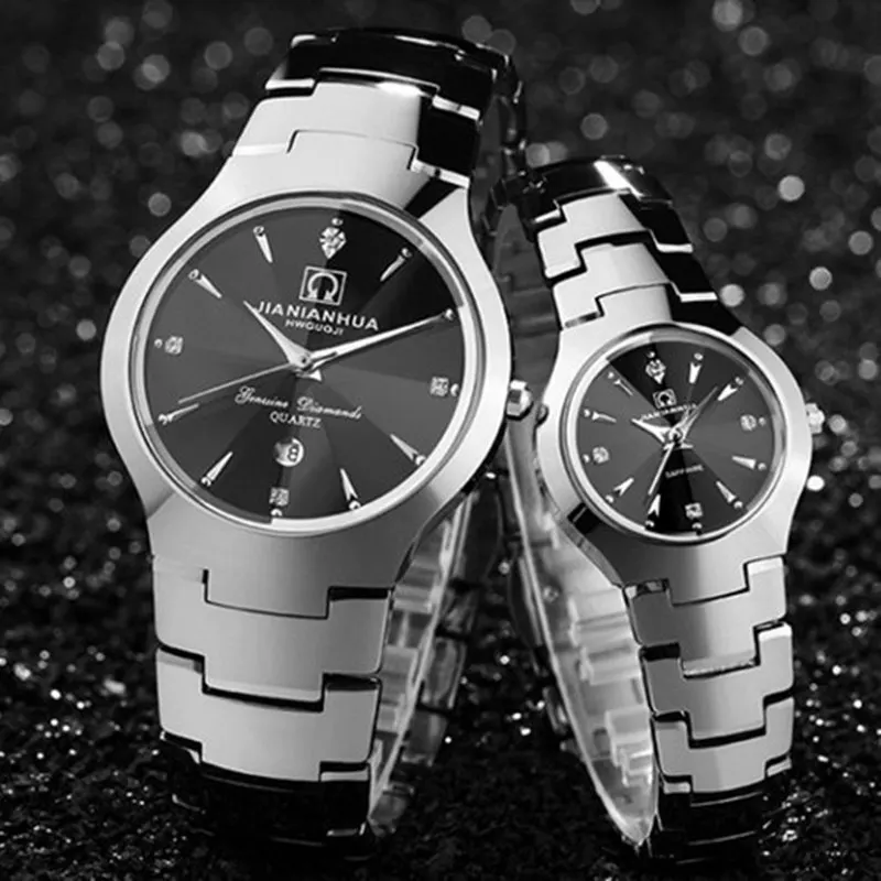 Fashion tungsten steel men women quartz famous brand watch vintage rhinestone dress sapphire waterproof ladies watches 2