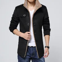 XingDeng мужские теплые ветрозащитные куртки и пальто длинные шерстяные без крышки карман приталенная ветровка высокого качества Тренч пальто размера плюс